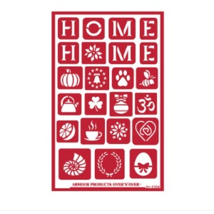 1704 Armour Over N Over Stencils 재사용 스텐실 12 HOME 글래스 에칭 유리 부식